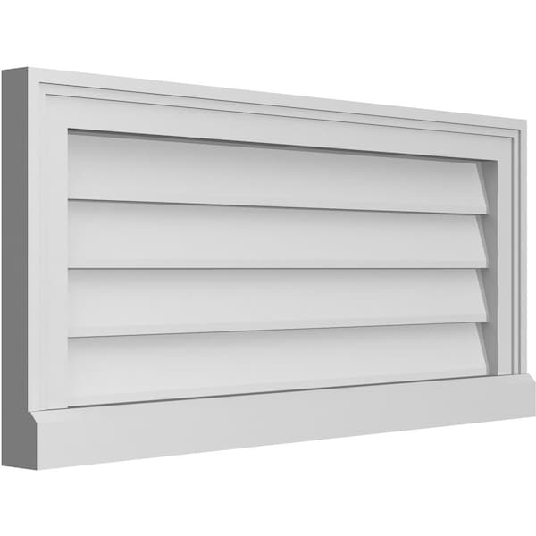 Ekena Millwork Vertical Surface Mount PVC Gable Vent w/ 2"W x 2"H , Brickmould Sill Frame, 30"W x 14"H - GVPVE30X1403SN