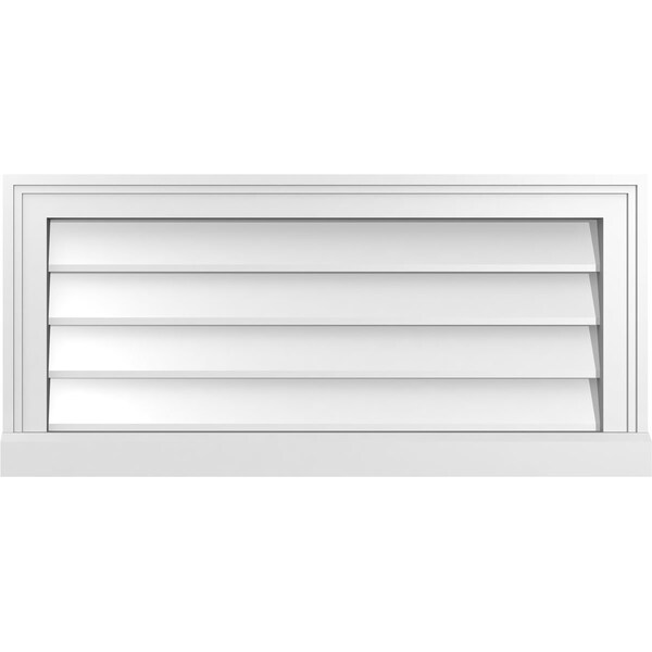 Ekena Millwork Vertical Surface Mount PVC Gable Vent w/ 2"W x 2"H , Brickmould Sill Frame, 30"W x 14"H - GVPVE30X1403SN