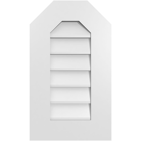 Ekena Millwork Octagonal Top Surface Mount PVC Gable Vent w/ 3-1/2"W x 1"P Standard Frame, 14"W x 24"H - GVPOT14X2401SN