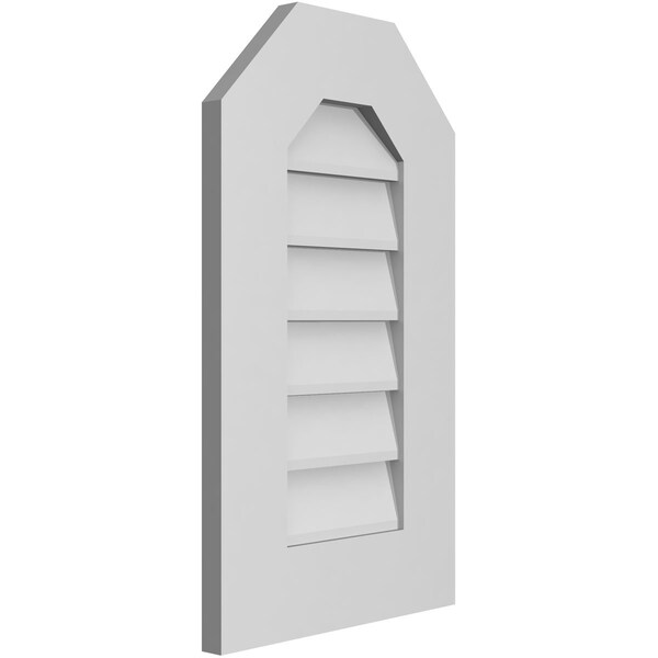 Ekena Millwork Octagonal Top Surface Mount PVC Gable Vent w/ 3-1/2"W x 1"P Standard Frame, 14"W x 24"H - GVPOT14X2401SN
