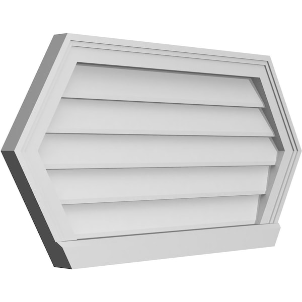 Ekena Millwork Half Round Surface Mount PVC Gable Vent w/ 2"W x 2"P Brickmould Sill Frame, 34"W x 17"H - GVPHR34X1703SN