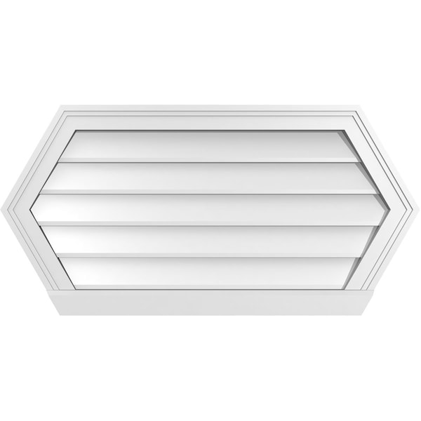 Ekena Millwork Half Round Surface Mount PVC Gable Vent w/ 2"W x 2"P Brickmould Sill Frame, 34"W x 17"H - GVPHR34X1703SN
