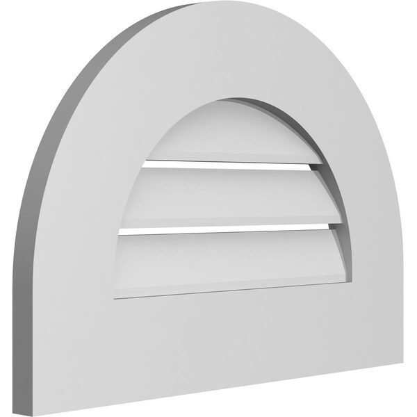 Ekena Millwork Round Top Surface Mount PVC Gable Vent: Functional, w/ 3-1/2"W x 1"P Standard Frame, 20"W x 14"H - GVPRT20X1401SF
