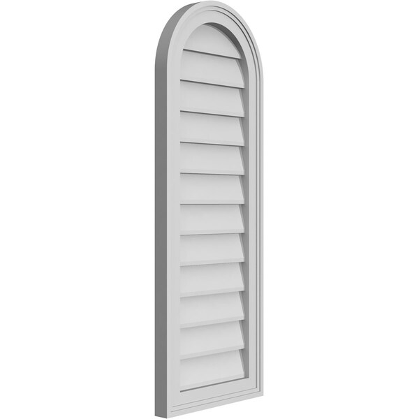 Ekena Millwork Round Top Surface Mount PVC Gable Vent w/ 2"W x 1-1/2"P Brickmould Frame, 14"W x 38"H - GVPRT14X3802SN