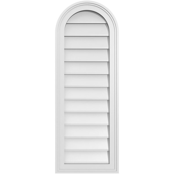 Ekena Millwork Round Top Surface Mount PVC Gable Vent w/ 2"W x 1-1/2"P Brickmould Frame, 14"W x 38"H - GVPRT14X3802SN