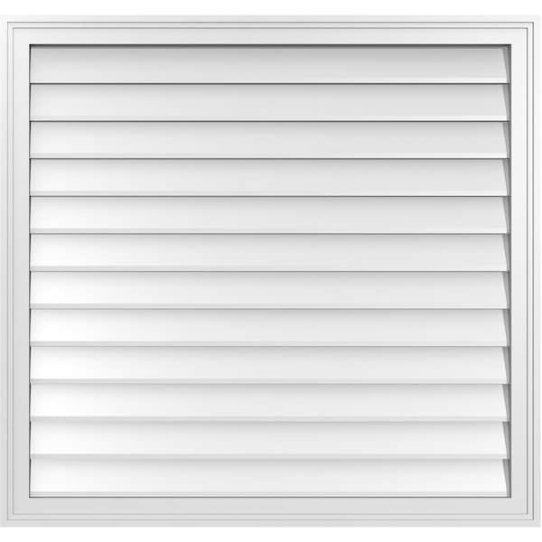 Ekena Millwork Vertical Surface Mount PVC Gable Vnt: Non-Functional, w/2"W x 1-1/2"H, Brickmould Frame, 38"W x 36"H - GVPVE38X3602SN