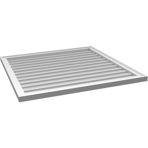 Ekena Millwork Vertical Surface Mount PVC Gable Vnt: Non-Functional, w/2"W x 1-1/2"H, Brickmould Frame, 38"W x 36"H - GVPVE38X3602SN