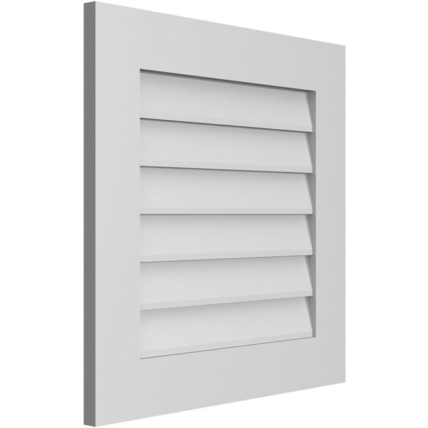 Ekena Millwork Vertical Surface Mount PVC Gable Vent: Non-Functional, w/ 3-1/2"W x 1"P Standard Frame, 24"W x 24"H - GVPVE24X2401SN