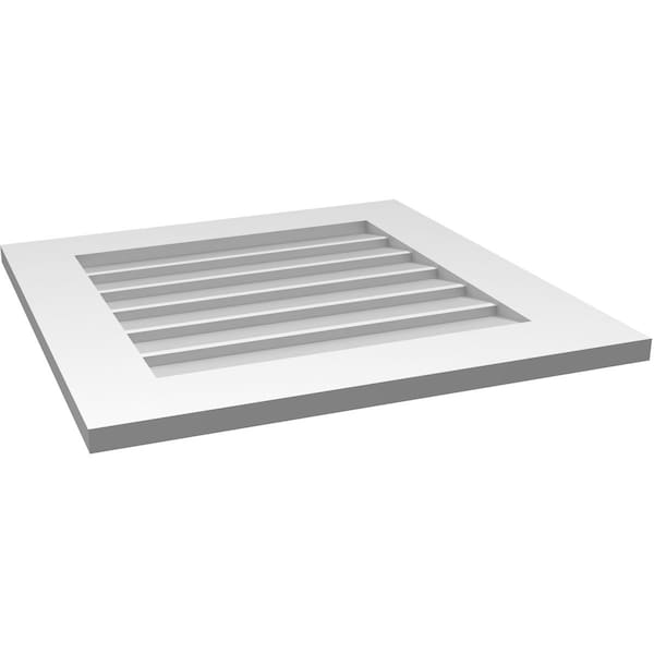 Ekena Millwork Vertical Surface Mount PVC Gable Vent: Non-Functional, w/ 3-1/2"W x 1"P Standard Frame, 24"W x 24"H - GVPVE24X2401SN