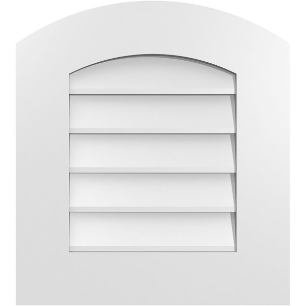 Ekena Millwork Arch Top Surface Mount PVC Gable Vent: Functional, w/ 3-1/2"W x 1"P Standard Frame, 18"W x 20"H - GVPAR18X2001SF