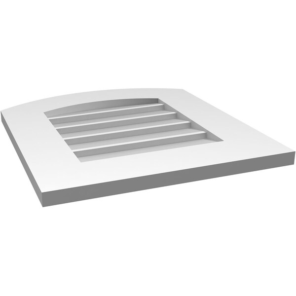 Ekena Millwork Arch Top Surface Mount PVC Gable Vent: Functional, w/ 3-1/2"W x 1"P Standard Frame, 18"W x 20"H - GVPAR18X2001SF