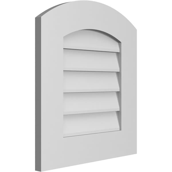 Ekena Millwork Arch Top Surface Mount PVC Gable Vent: Functional, w/ 3-1/2"W x 1"P Standard Frame, 18"W x 20"H - GVPAR18X2001SF