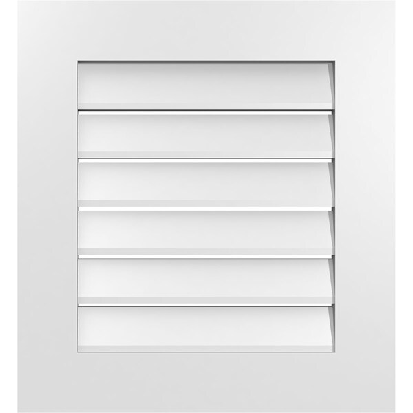 Ekena Millwork Vertical Surface Mount PVC Gable Vent: Functional, w/ 3-1/2"W x 1"P Standard Frame, 22"W x 24"H - GVPVE22X2401SF