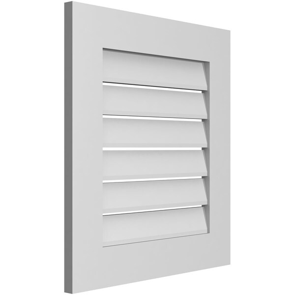 Ekena Millwork Vertical Surface Mount PVC Gable Vent: Functional, w/ 3-1/2"W x 1"P Standard Frame, 22"W x 24"H - GVPVE22X2401SF