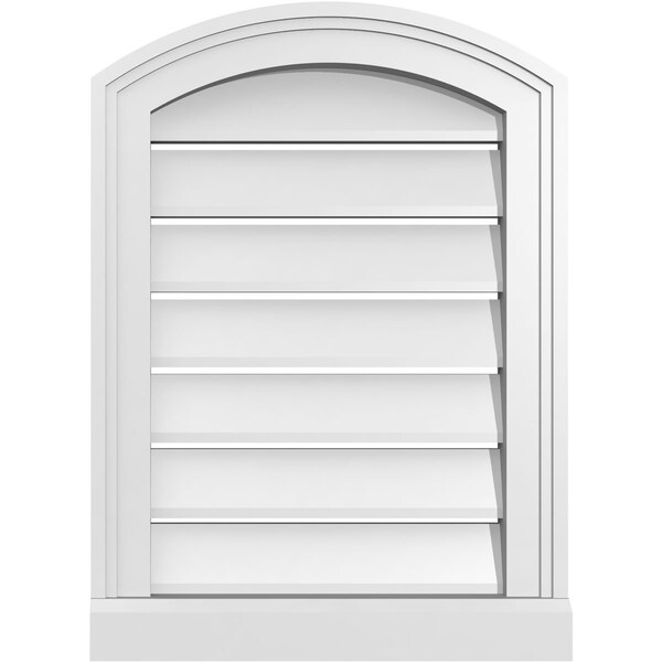 Ekena Millwork Arch Top Surface Mount PVC Gable Vent w/ 2"W x 2"P Brickmould Sill Frame, 16"W x 20"H - GVPAR16X2003SN