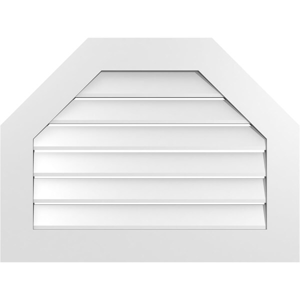 Ekena Millwork Octagonal Top Surface Mount PVC Gable Vent: Functional, w/ 3-1/2"W x 1"P Standard Frame, 32"W x 24"H - GVPOT32X2401SF