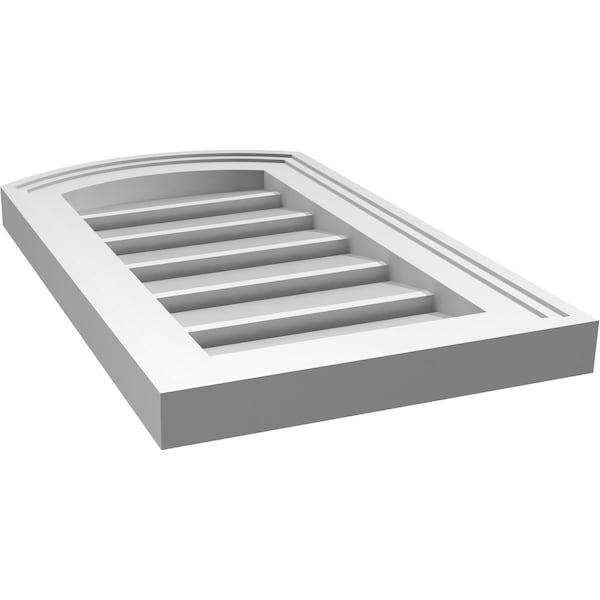 Ekena Millwork Arch Top Surface Mount PVC Gable Vent: Non-Functional, w/2"W x 1-1/2"P Brickmould Frame, 12"W x 18"H - GVPAR12X1802SN