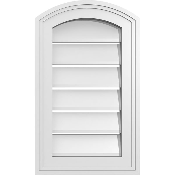 Ekena Millwork Arch Top Surface Mount PVC Gable Vent: Non-Functional, w/2"W x 1-1/2"P Brickmould Frame, 12"W x 18"H - GVPAR12X1802SN