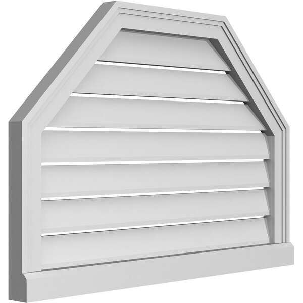 Ekena Millwork Octagonal Top Surface Mount PVC Gable Vent w/ 2"W x 2"P Brickmould Sill Frame, 32"W x 22"H - GVPOT32X2203SF