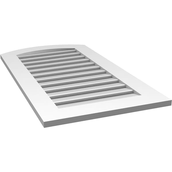 Ekena Millwork Arch Top Surface Mount PVC Gable Vent: Non-Functional, w/ 3-1/2"W x 1"P Standard Frame, 22"W x 38"H - GVPAR22X3801SN