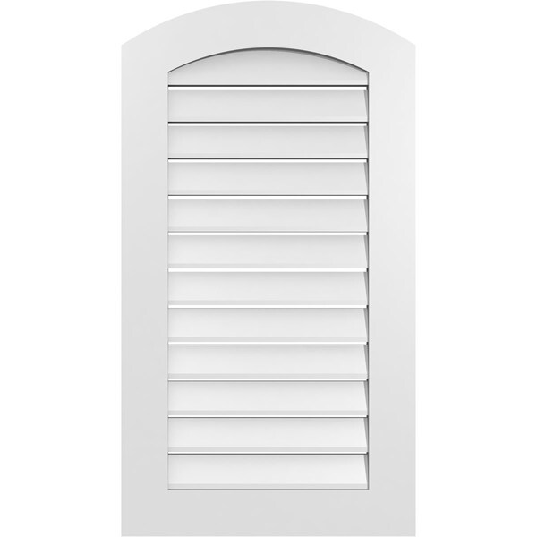 Ekena Millwork Arch Top Surface Mount PVC Gable Vent: Non-Functional, w/ 3-1/2"W x 1"P Standard Frame, 22"W x 38"H - GVPAR22X3801SN