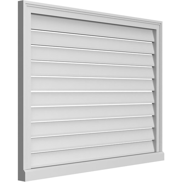 Ekena Millwork Vertical Surface Mount PVC Gable Vent: Functional, w/ 2"W x 2"P Brickmould Sill Frame, 42"W x 32"H - GVPVE42X3203SF