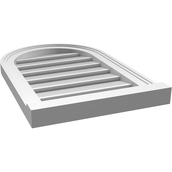 Ekena Millwork Round Top Surface Mount PVC Gable Vent: Functional, w/ 2"W x 2"P Brickmould Sill Frame, 16"W x 24"H - GVPRT16X2403SF