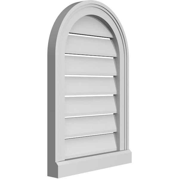 Ekena Millwork Round Top Surface Mount PVC Gable Vent: Functional, w/ 2"W x 2"P Brickmould Sill Frame, 16"W x 24"H - GVPRT16X2403SF