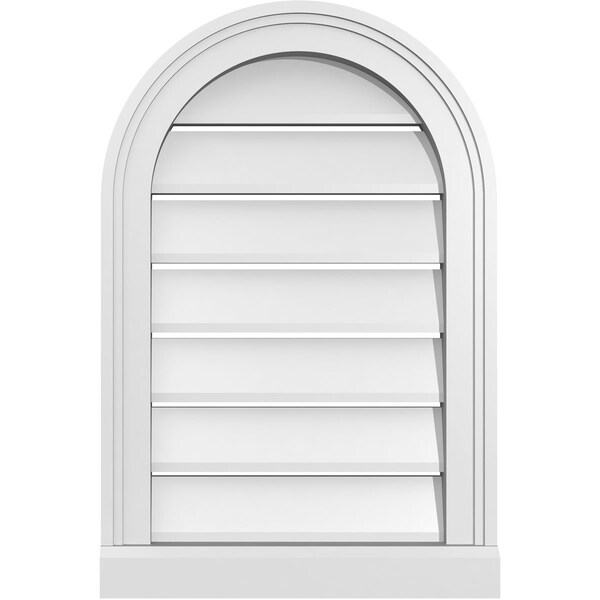 Ekena Millwork Round Top Surface Mount PVC Gable Vent: Functional, w/ 2"W x 2"P Brickmould Sill Frame, 16"W x 24"H - GVPRT16X2403SF