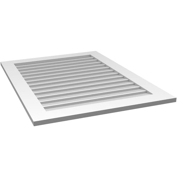 Ekena Millwork Vertical Surface Mount PVC Gable Vent: Non-Functional, w/3-1/2"W x 1"H, Standard Frame, 32"W x 42"H - GVPVE32X4201SN