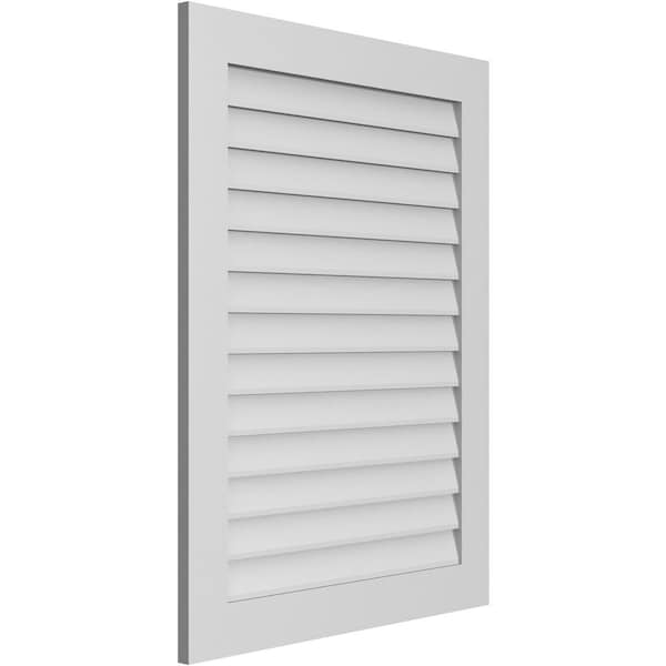 Ekena Millwork Vertical Surface Mount PVC Gable Vent: Non-Functional, w/3-1/2"W x 1"H, Standard Frame, 32"W x 42"H - GVPVE32X4201SN