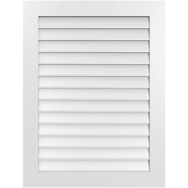 Ekena Millwork Vertical Surface Mount PVC Gable Vent: Non-Functional, w/3-1/2"W x 1"H, Standard Frame, 32"W x 42"H - GVPVE32X4201SN
