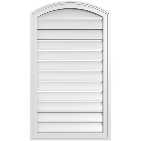 Ekena Millwork Arch Top Surface Mount PVC Gable Vent: Non-Functional, w/2"W x 1-1/2"P Brickmould Frame, 22"W x 36"H - GVPAR22X3602SN