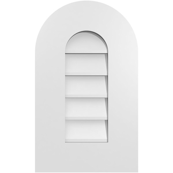 Ekena Millwork Round Top Surface Mount PVC Gable Vent: Non-Functional, w/ 3-1/2"W x 1"P Standard Frame, 12"W x 20"H - GVPRT12X2001SN