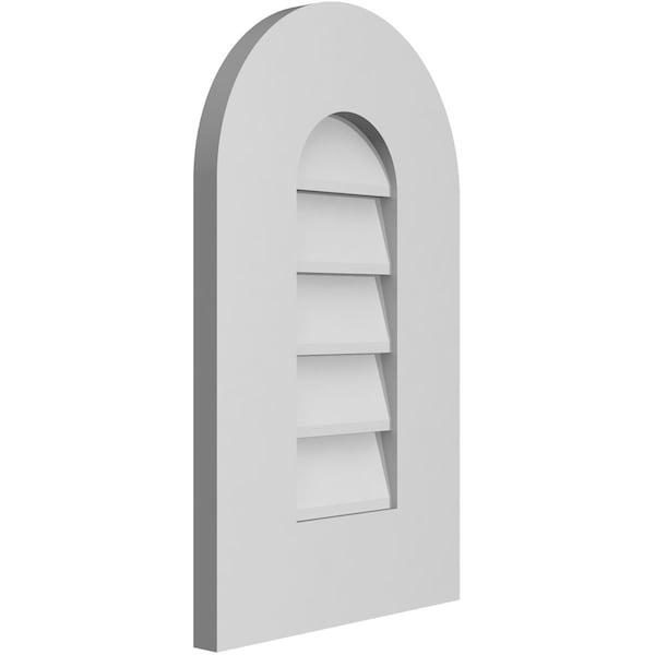 Ekena Millwork Round Top Surface Mount PVC Gable Vent: Non-Functional, w/ 3-1/2"W x 1"P Standard Frame, 12"W x 20"H - GVPRT12X2001SN