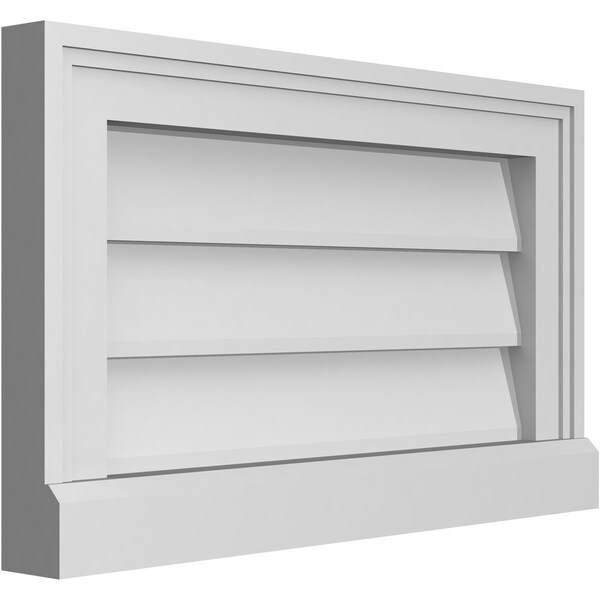 Ekena Millwork Vertical Surface Mount PVC Gable Vent w/ 2"W x 2"H , Brickmould Sill Frame, 20"W x 12"H - GVPVE20X1203SN