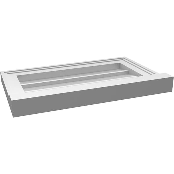 Ekena Millwork Vertical Surface Mount PVC Gable Vent w/ 2"W x 2"H , Brickmould Sill Frame, 20"W x 12"H - GVPVE20X1203SN