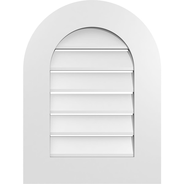 Ekena Millwork Round Top Surface Mount PVC Gable Vent: Functional, w/ 3-1/2"W x 1"P Standard Frame, 18"W x 24"H - GVPRT18X2401SF