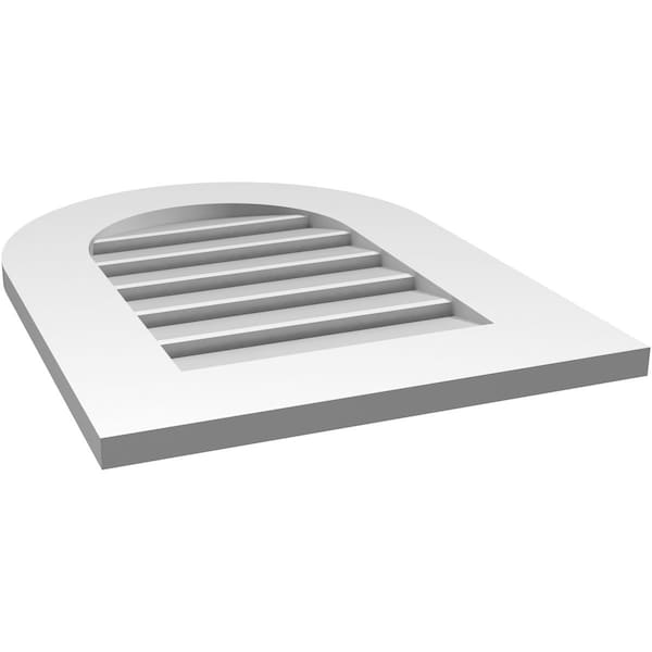 Ekena Millwork Round Top Surface Mount PVC Gable Vent: Functional, w/ 3-1/2"W x 1"P Standard Frame, 18"W x 24"H - GVPRT18X2401SF
