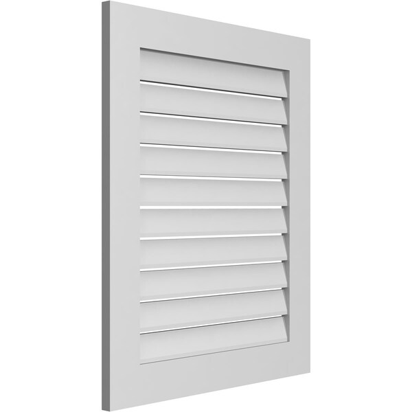 Ekena Millwork Vertical Surface Mount PVC Gable Vent: Functional, w/ 3-1/2"W x 1"P Standard Frame, 28"W x 34"H - GVPVE28X3401SF