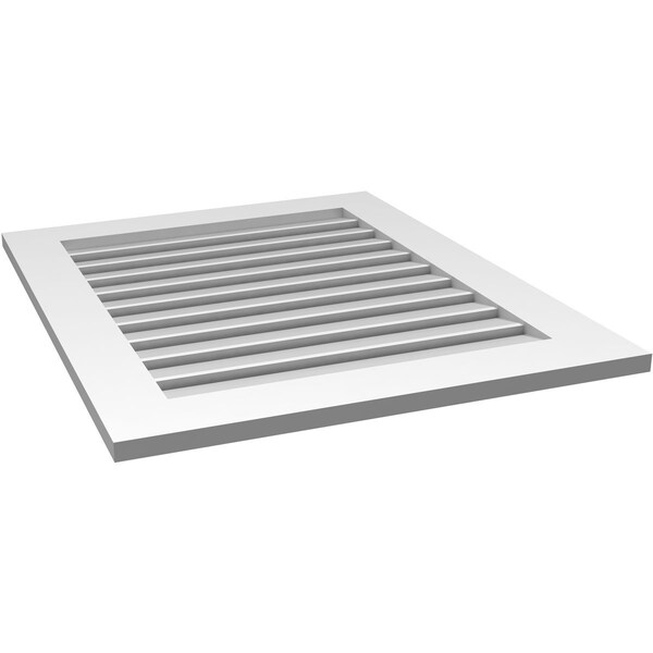 Ekena Millwork Vertical Surface Mount PVC Gable Vent: Functional, w/ 3-1/2"W x 1"P Standard Frame, 28"W x 34"H - GVPVE28X3401SF