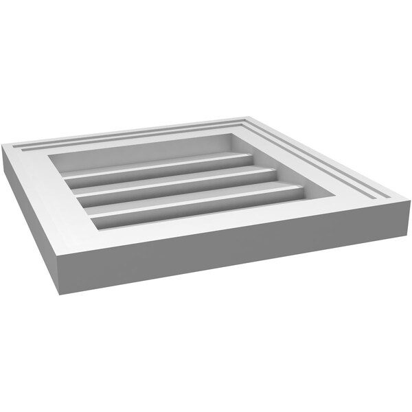 Ekena Millwork Vertical Surface Mount PVC Gable Vent: Functional, w/ 2"W x 1-1/2"P Brickmould Frame, 14"W x 14"H - GVPVE14X1402SF