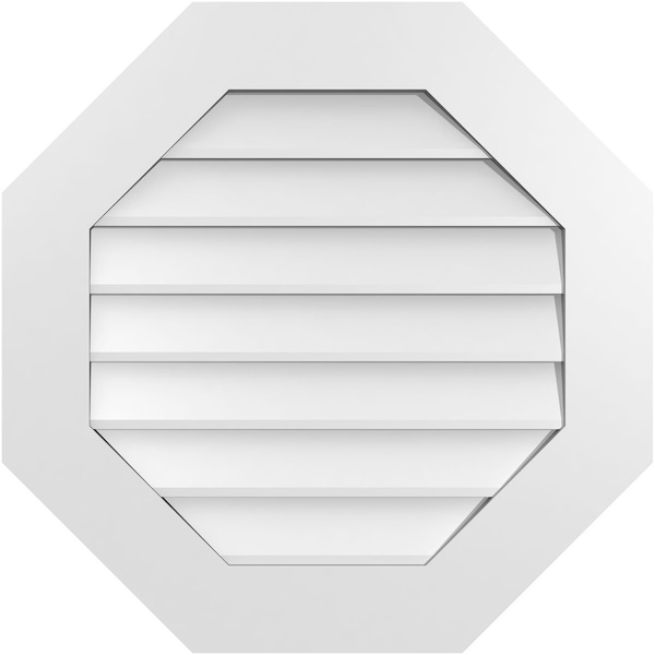 Ekena Millwork Octagonal Surface Mount PVC Gable Vent: Non-Functional, w/ 3-1/2"W x 1"P Standard Frame, 26"W x 26"H - GVPOC26X2601SN