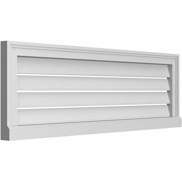 Ekena Millwork Vertical Surface Mount PVC Gable Vent: Functional, w/ 2"W x 2"P Brickmould Sill Frame, 42"W x 14"H - GVPVE42X1403SF