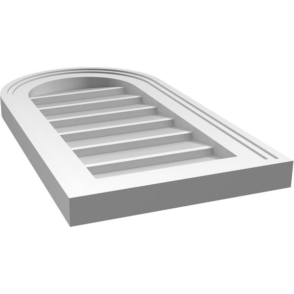 Ekena Millwork Round Top Surface Mount PVC Gable Vent w/ 2"W x 1-1/2"P Brickmould Frame, 12"W x 22"H - GVPRT12X2202SN