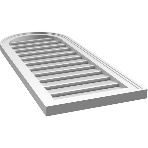 Ekena Millwork Round Top Surface Mount PVC Gable Vent: Functional, w/ 2"W x 1-1/2"P Brickmould Frame, 16"W x 38"H - GVPRT16X3802SF
