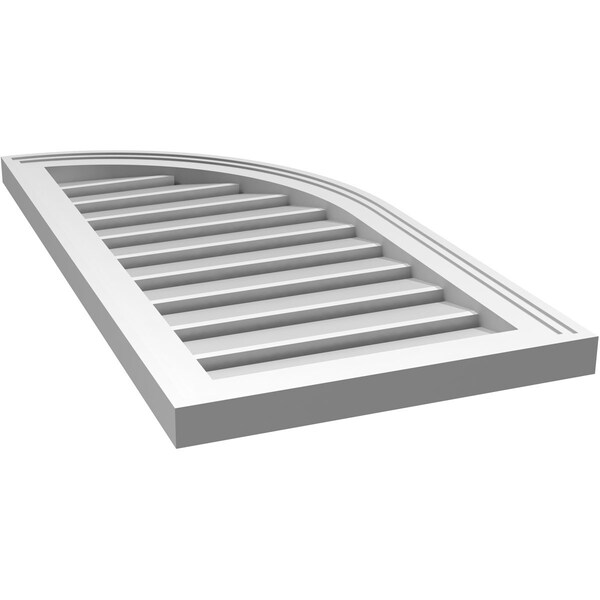 Ekena Millwork Quarter Round Top Right Surface Mount PVC Gable Vent w/ 2"W x 1-1/2"P Brickmould Frame, 16"W x 32"H - GVPQR16X3202SF
