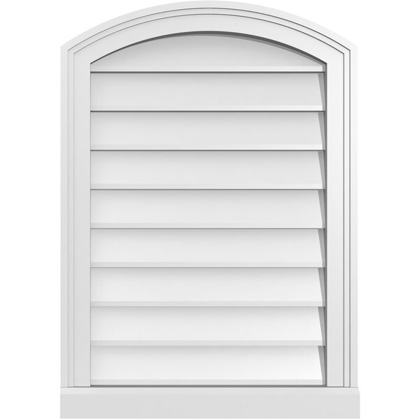 Ekena Millwork Arch Top Surface Mount PVC Gable Vent: Functional, w/ 2"W x 2"P Brickmould Sill Frame, 20"W x 28"H - GVPAR20X2803SF