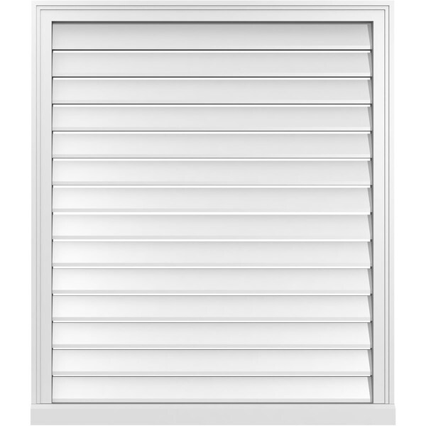 Ekena Millwork Vertical Surface Mount PVC Gable Vent: Functional, w/ 2"W x 2"P Brickmould Sill Frame, 36"W x 42"H - GVPVE36X4203SF