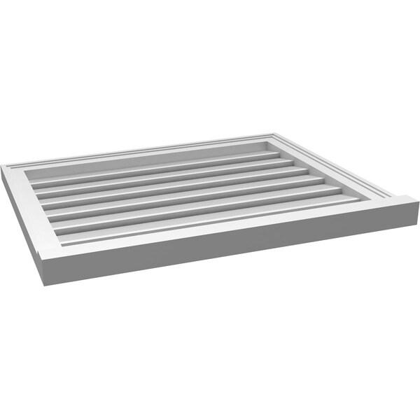 Ekena Millwork Vertical Surface Mount PVC Gable Vent: Functional, w/ 2"W x 2"P Brickmould Sill Frame, 30"W x 24"H - GVPVE30X2403SF